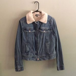Shear lined denim jacket